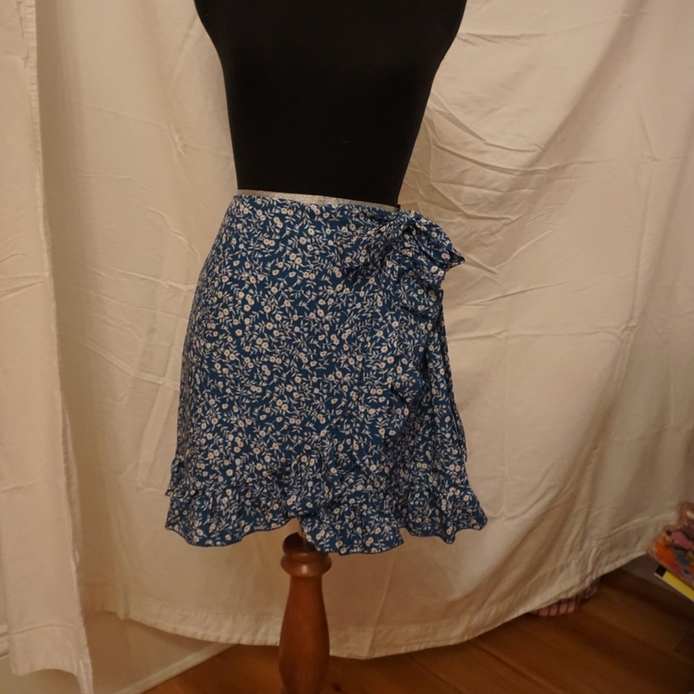 Blue wrap skirt